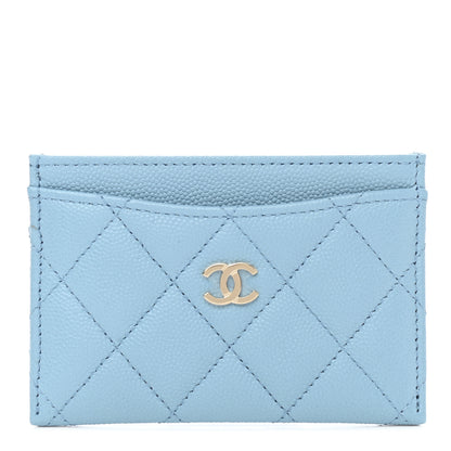 Chanel Caviar Quilted Card Holder Light Blue 1 of 8