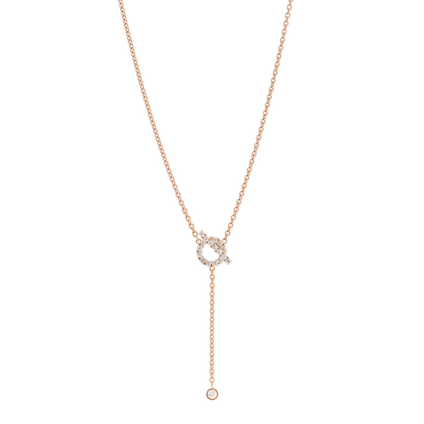 18K Rose Gold Diamond Finesse Lariat Necklace