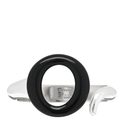 Tiffany Sterling Silver Black Jade Elsa Peretti Sevillana Cuff Bracelet 1 of 3