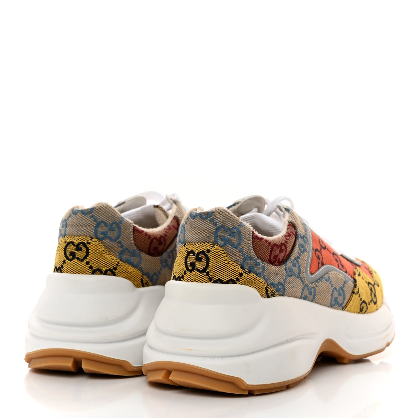 Monogram Multicolor Demetra Womens Rhyton Sneakers 38 Yellow Blue Great White Tabasco