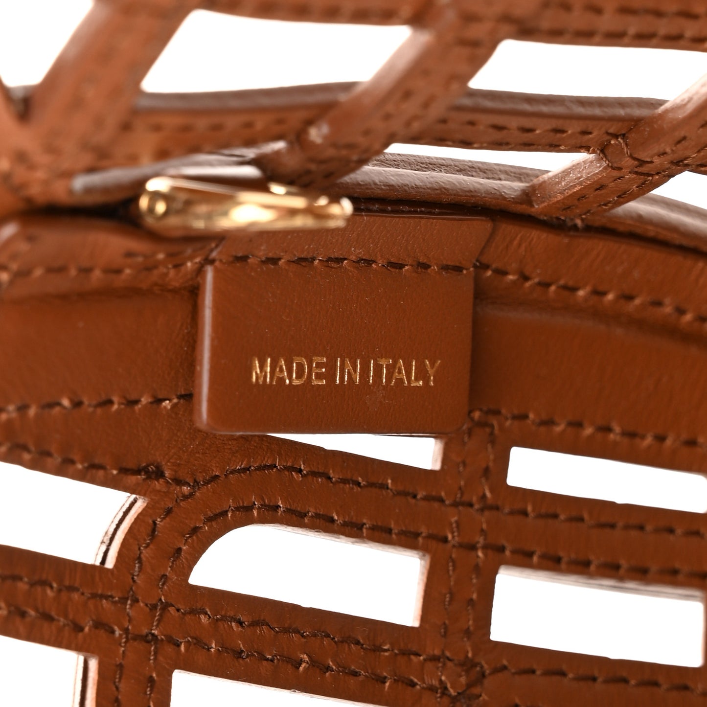 Calfskin Logo Basket Bag Cognac