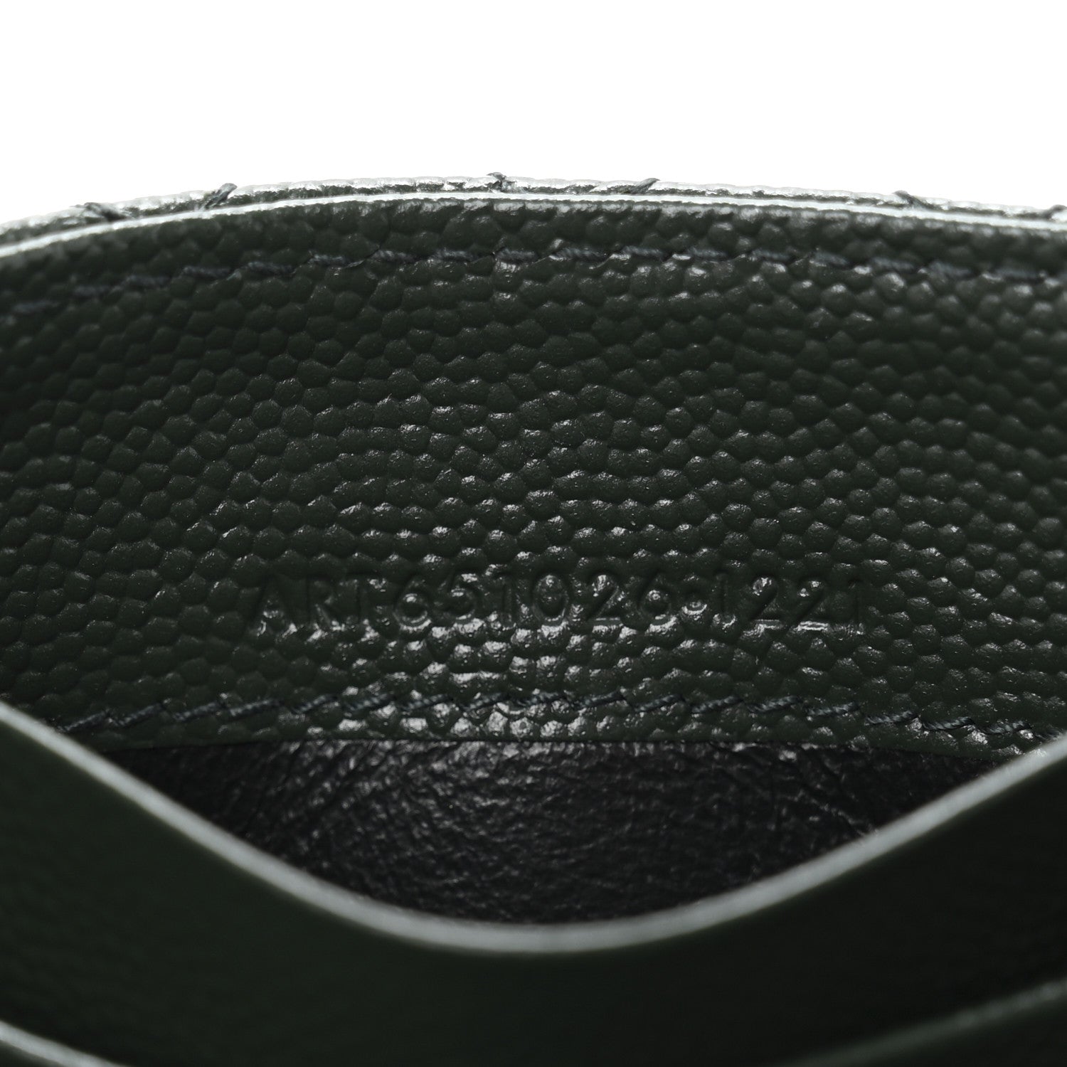 Saint Laurent Grain De Poudre Textured Mixed Matelasse Triquilt Small Monogram Envelope Wallet Dark Green 7 of 10