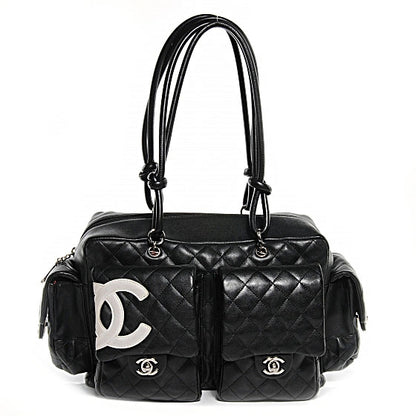 Chanel Calfskin Quilted Large Cambon Multipocket Reporter Black White 1 of 7