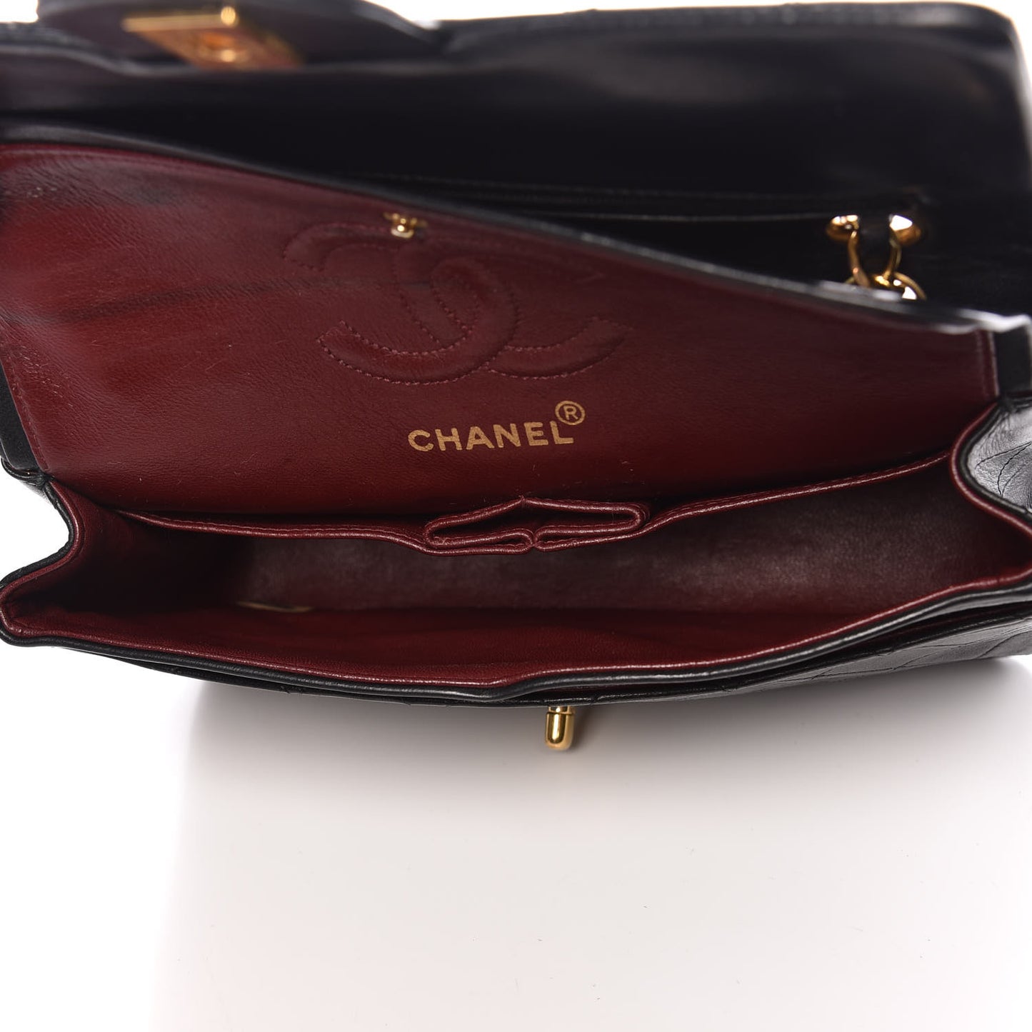 Lambskin Quilted Small Double Flap Black