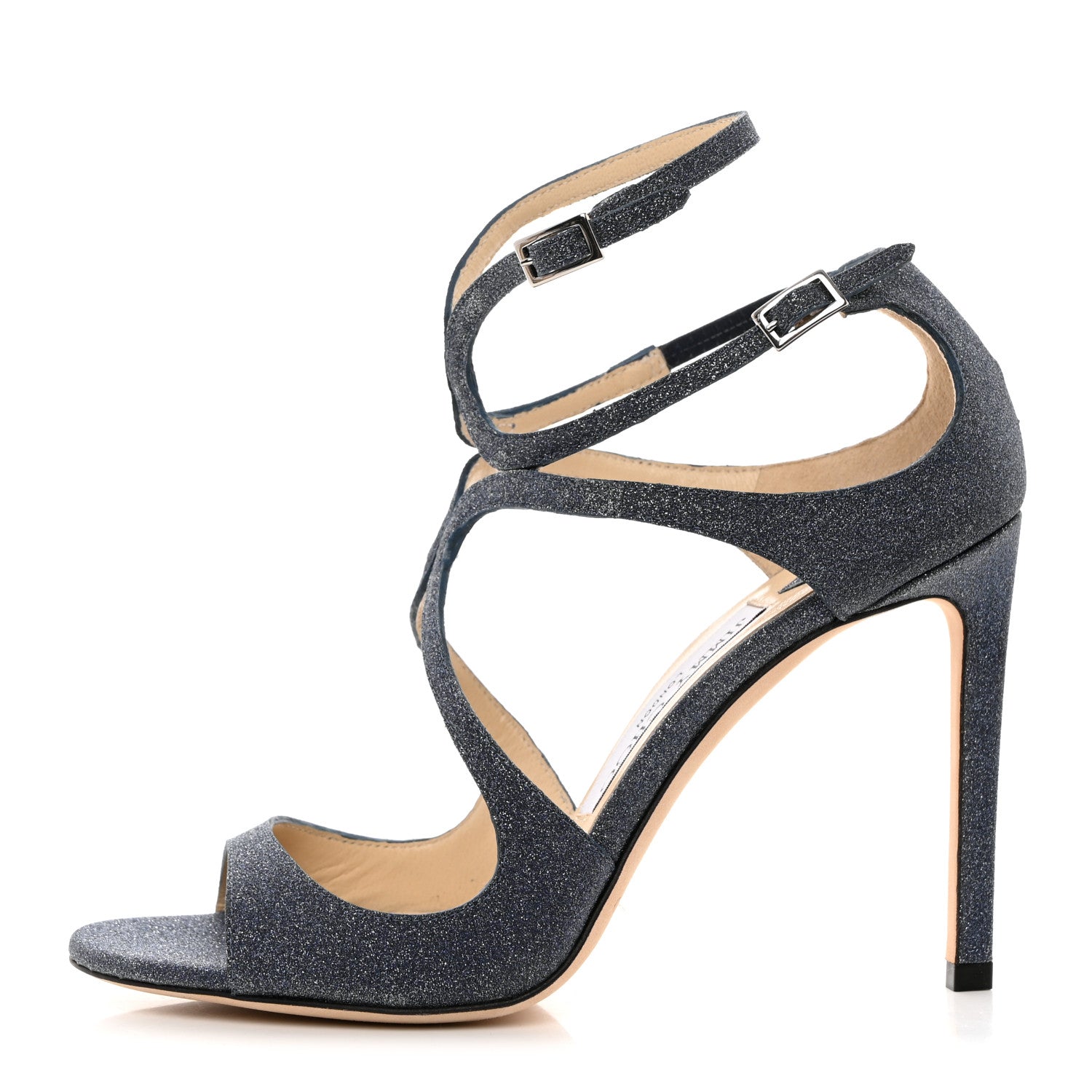 Jimmy Choo Glitter Lang Sandals 36 Navy 1 of 7