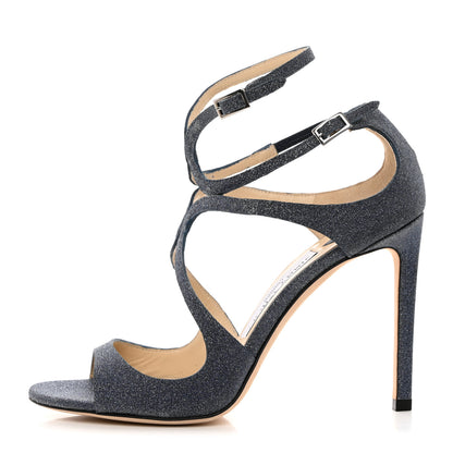Jimmy Choo Glitter Lang Sandals 36 Navy 1 of 7