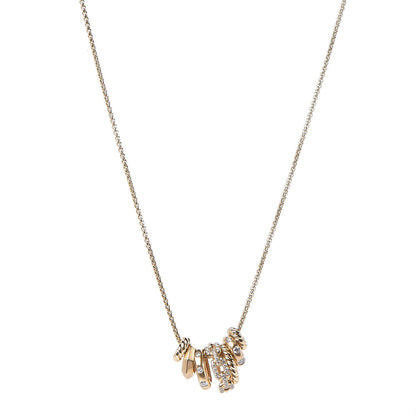 David Yurman 18K Yellow Gold Diamond Stax Rondelle Pendant Necklace 1 of 5