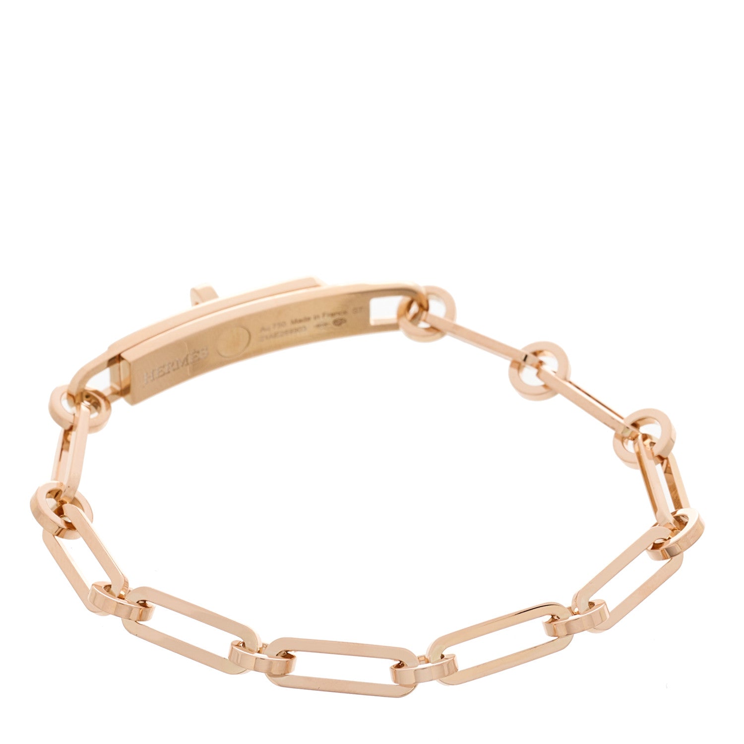 Hermes 18K Rose Gold Diamond Pave PM Kelly Chaine Bracelet ST 3 of 4