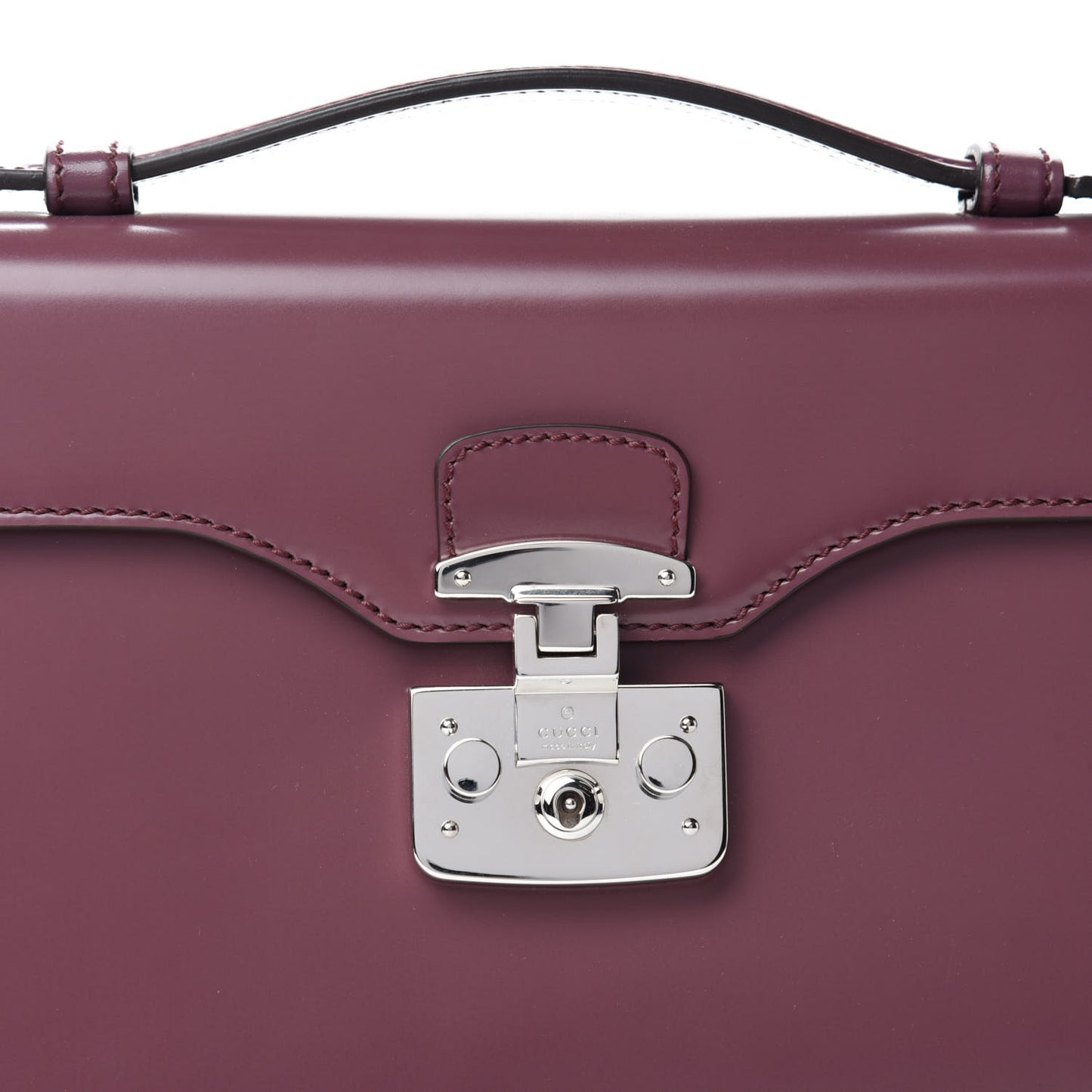 Regent Calfskin Small Lady Lock Briefcase Clutch Red Orchid