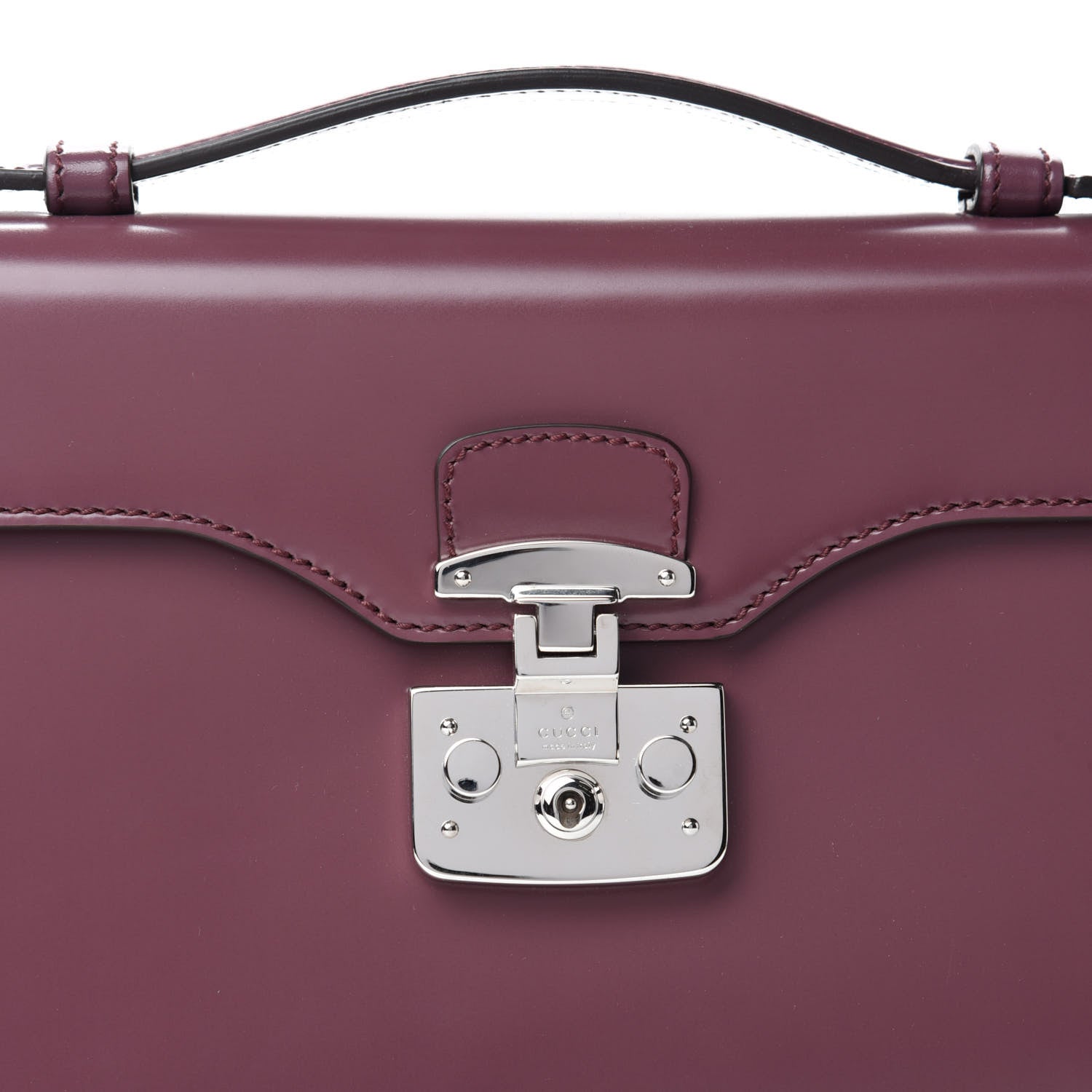 Gucci Regent Calfskin Small Lady Lock Briefcase Clutch Red Orchid 10 of 10