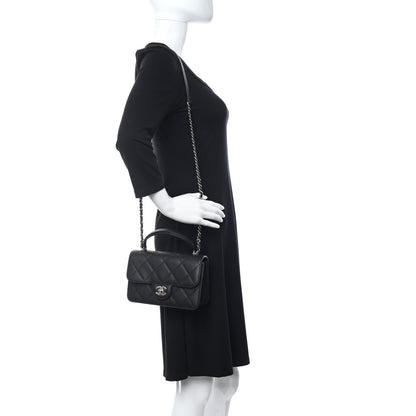 Chanel Calfskin Quilted Small Top Handle Flap Black 2 of 11