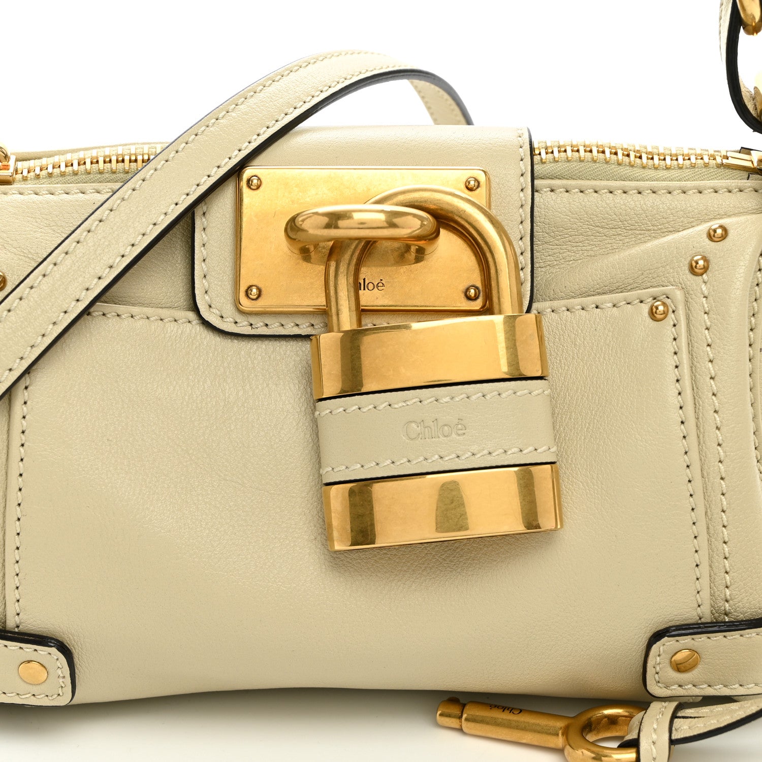 Chloe Grained Buffalo Small Paddington Chain Bag Cloudy Cream 7 of 9