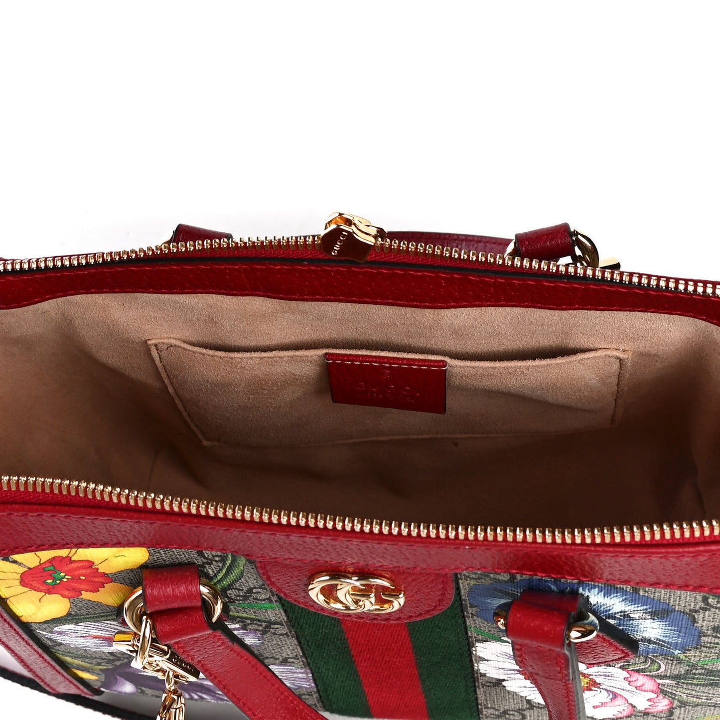 GG Supreme Monogram Flora Web Small Ophidia Tote Bag Red