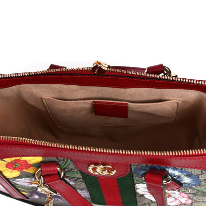 Gucci GG Supreme Monogram Flora Web Small Ophidia Tote Bag Red 5 of 5