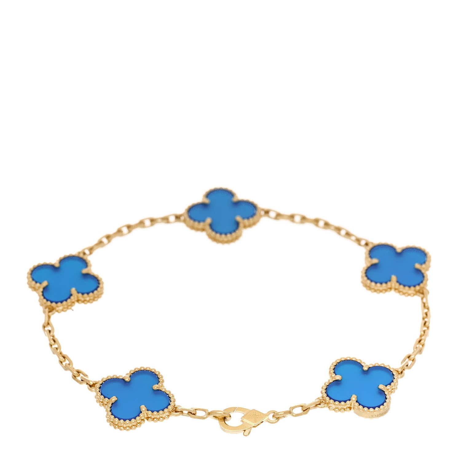 Van Cleef & Arpels 18K Yellow Gold Blue Agate 5 Motifs Vintage Alhambra Bracelet 2 of 5