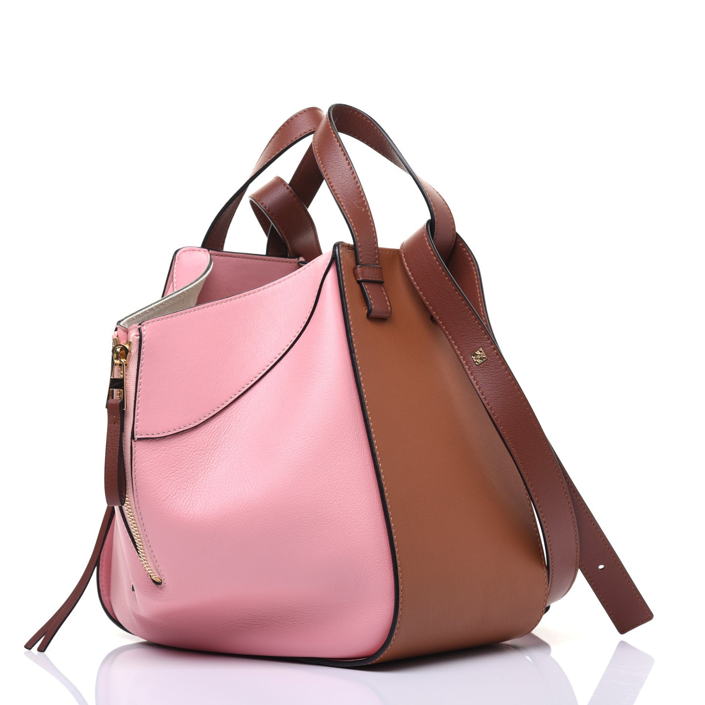 Calfskin Small Hammock Shoulder Bag Tan Pink Tan