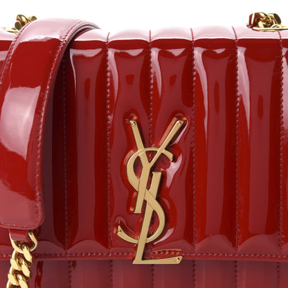 Saint Laurent Patent Calfskin Matelasse Monogram Medium Vicky Chain Bag Rouge Eros 12 of 12