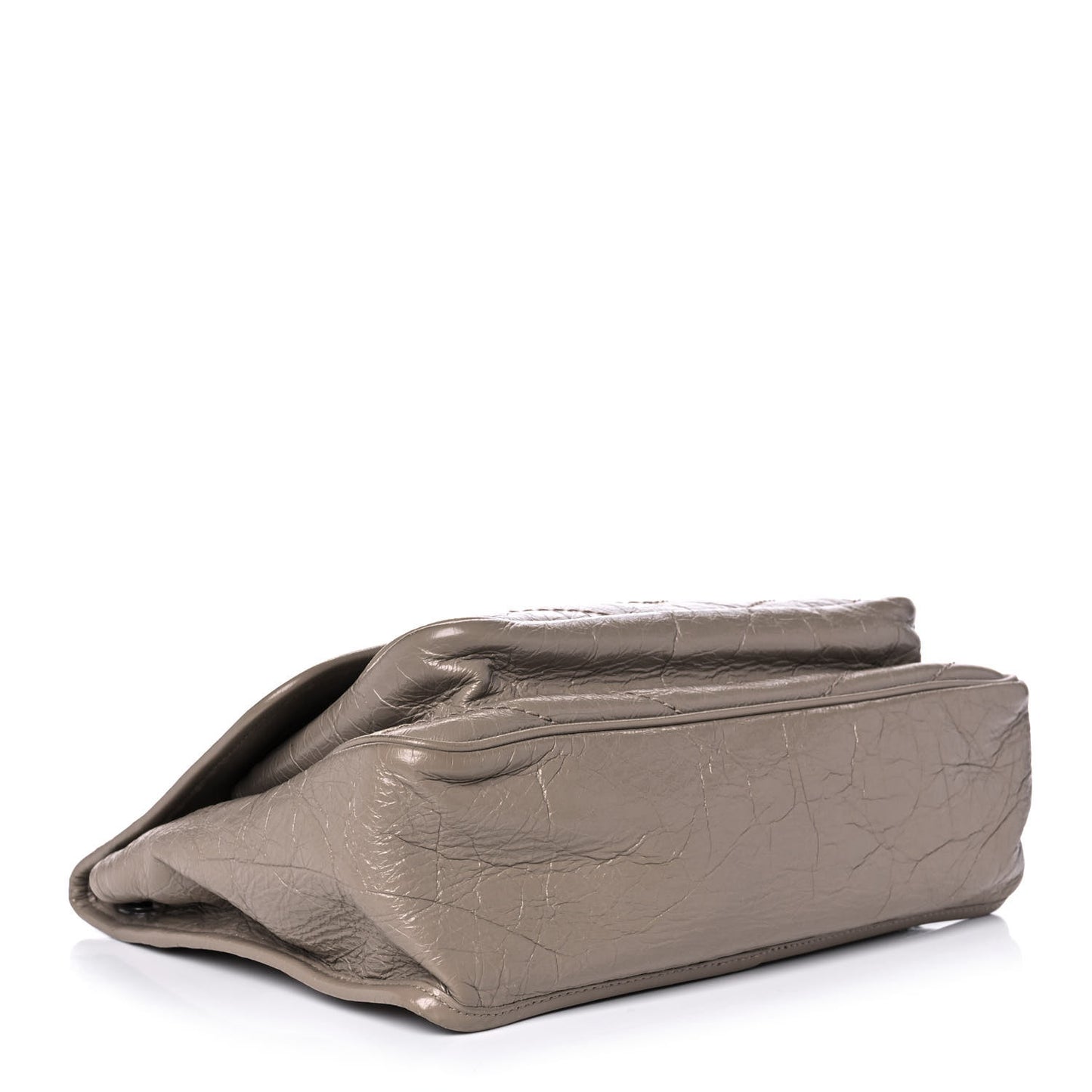 Crinkled Calfskin Matelasse Monogram Medium Niki Chain Satchel Light Taupe