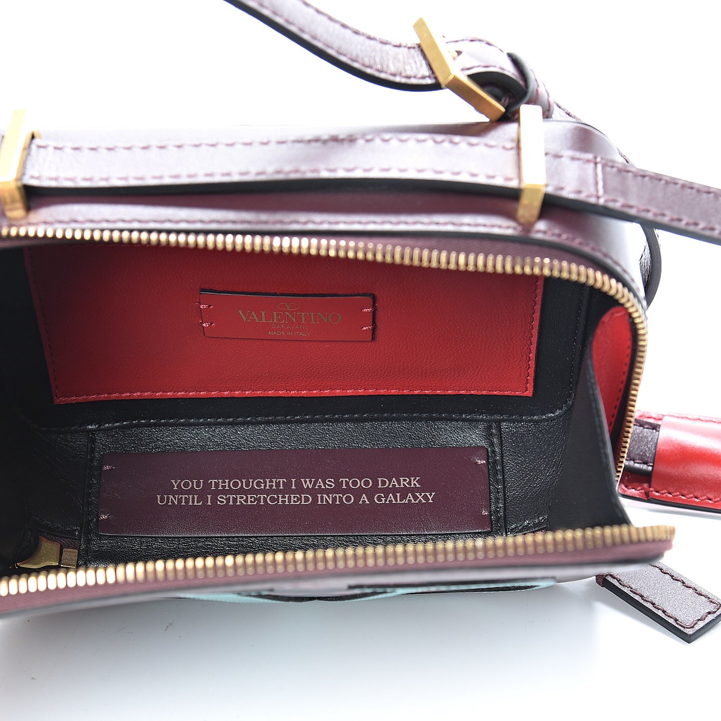 X UNDERCOVER Smooth Calfskin Graphic Print VSling Crossbody Bag Rubin