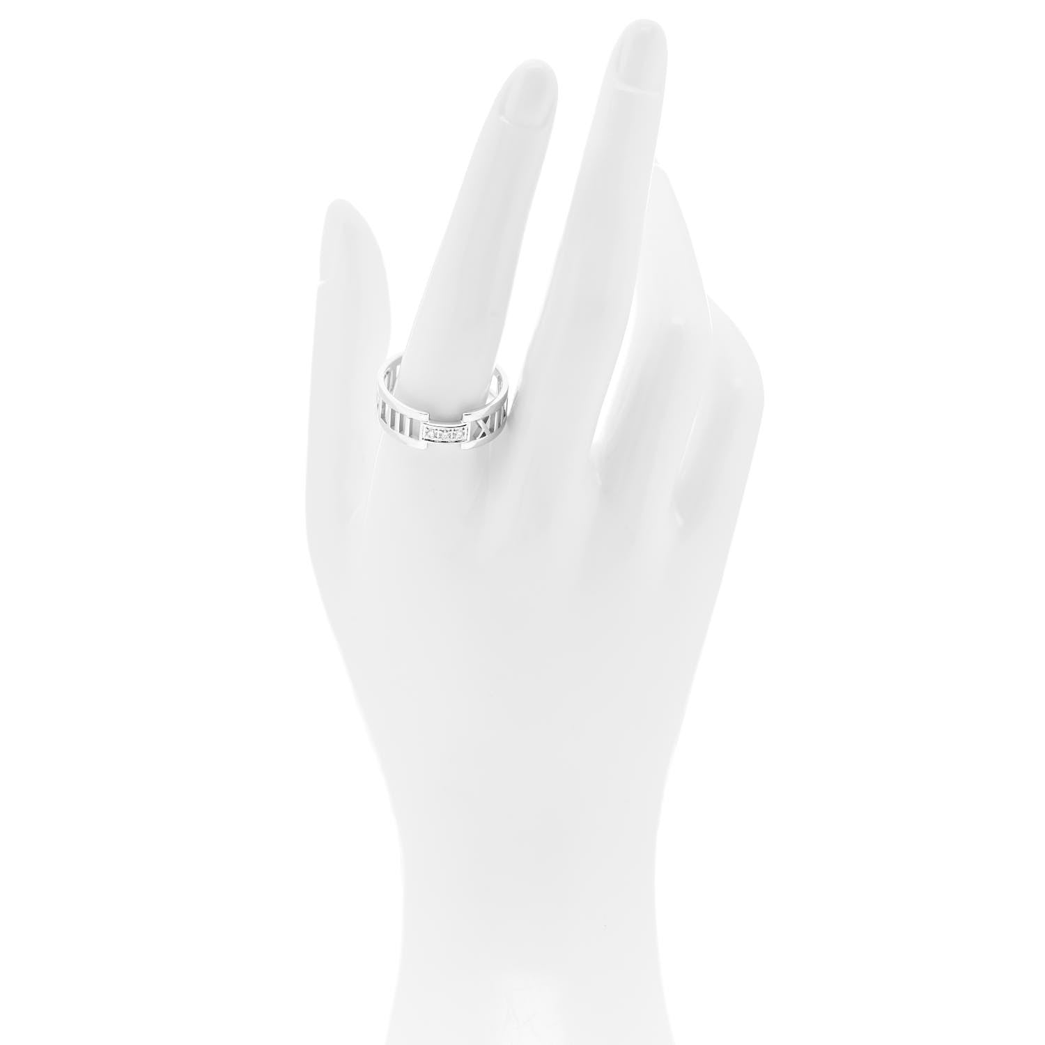 Tiffany 18K White Gold Diamond Open Atlas Ring 63 10.5 2 of 4