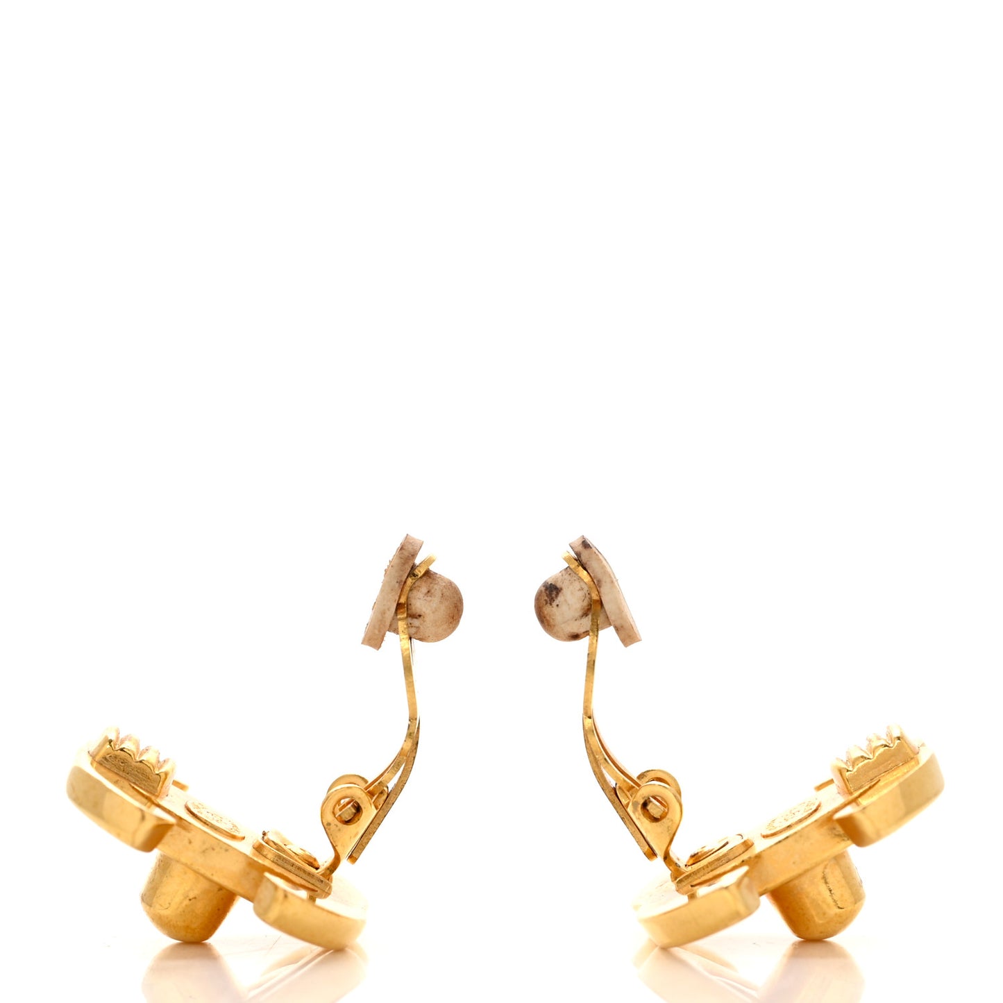 Metal CC Turnlock Clip On Earrings Gold
