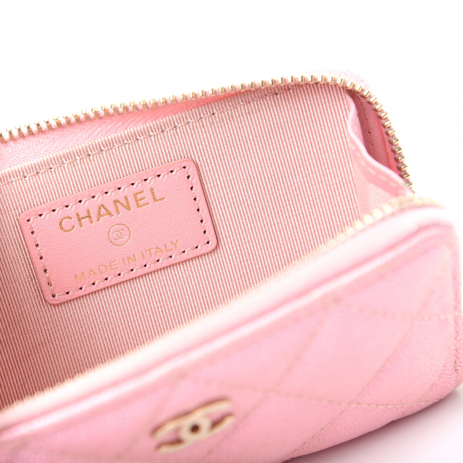 Chanel Iridescent Caviar Quilted Zipped Key Holder Case Rose Pink 6 of 8