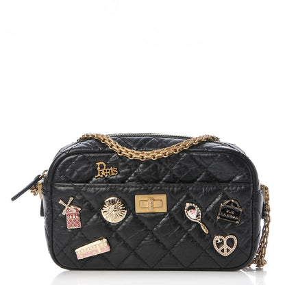 Chanel Aged Calfskin Quilted Mini Lucky Charm Reissue Camera Case Black 1 of 7