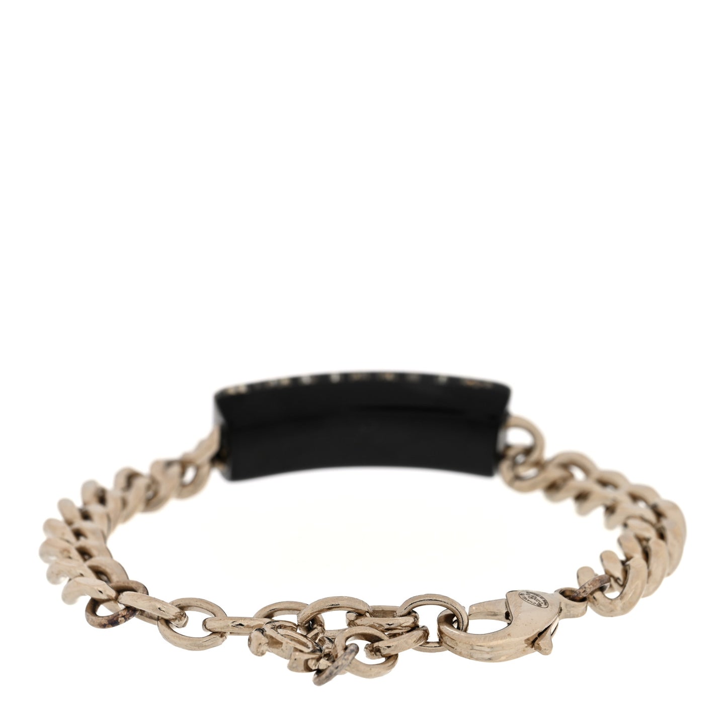 Metal Resin Crystal Chain Logo Bracelet Gold Black