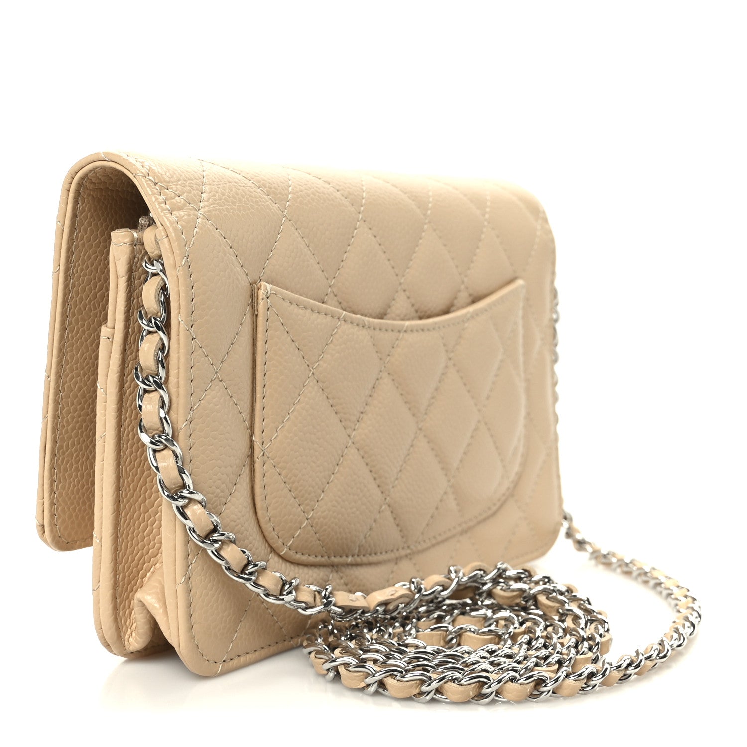 Chanel Caviar Quilted Wallet on Chain WOC Beige 3 of 12
