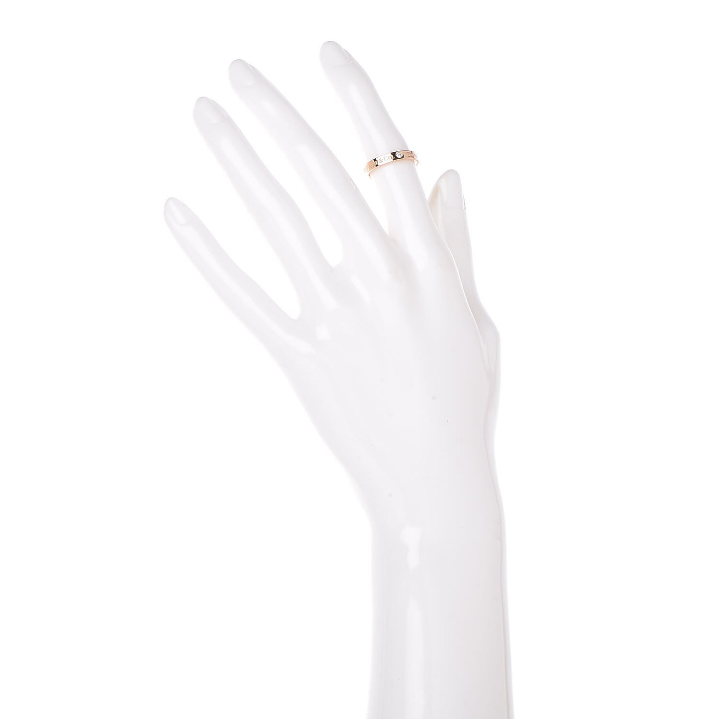 18K Rose Gold Diamond 3mm Logo Band Ring 48 4.25