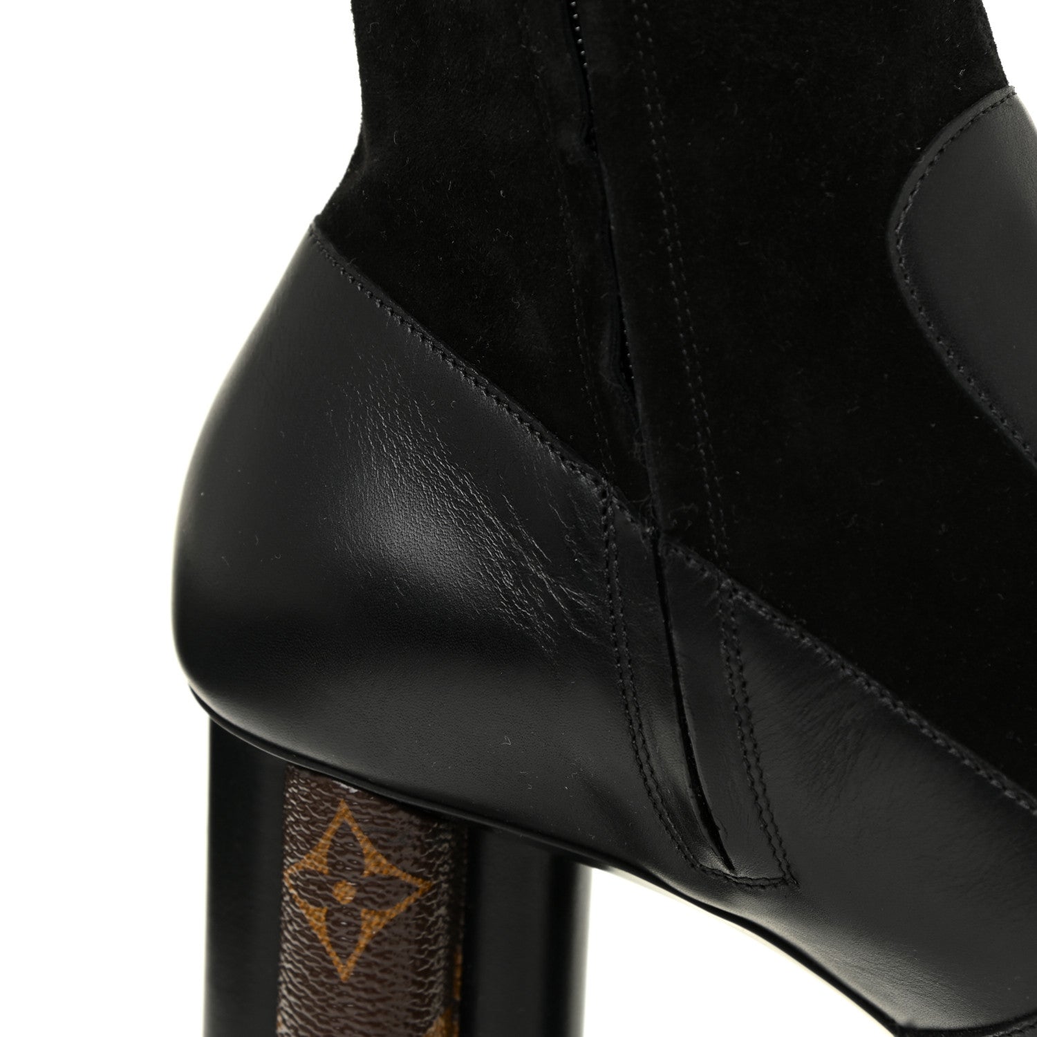 Louis Vuitton Suede Calfskin Monogram Podium Platform Thigh Boots 37 Black 9 of 13