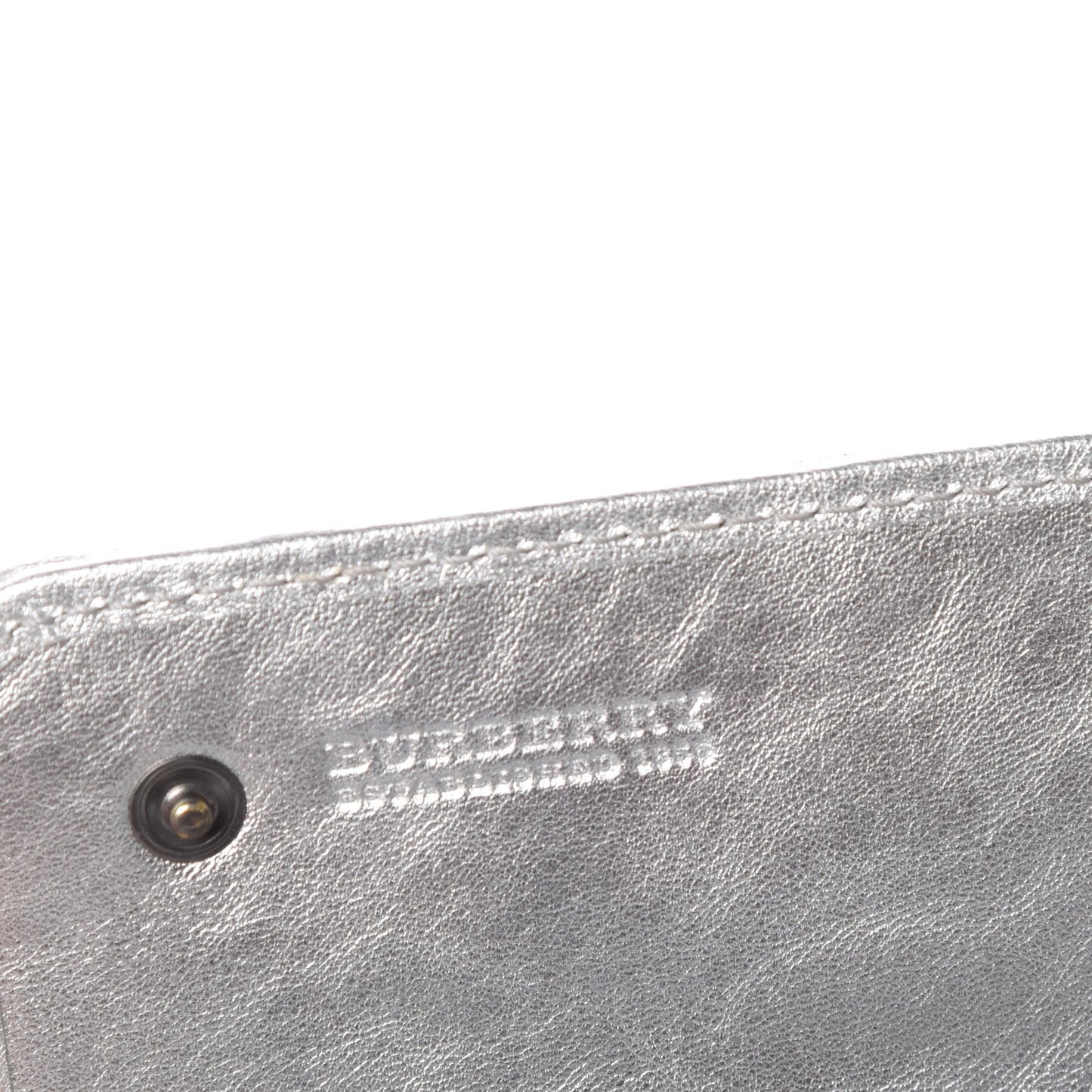 Metallic Calfskin Check Embossed Continental Wallet Silver