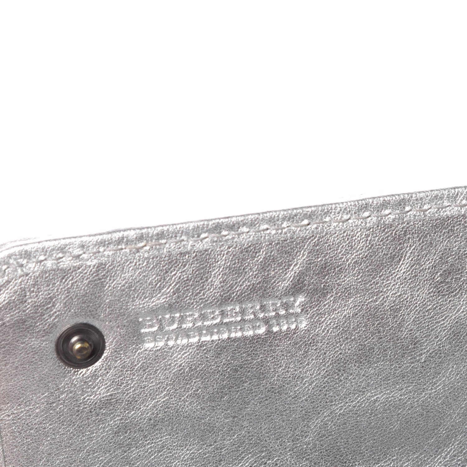 Burberry Metallic Calfskin Check Embossed Continental Wallet Silver 6 of 13