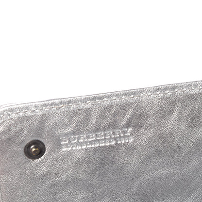 Burberry Metallic Calfskin Check Embossed Continental Wallet Silver 6 of 13
