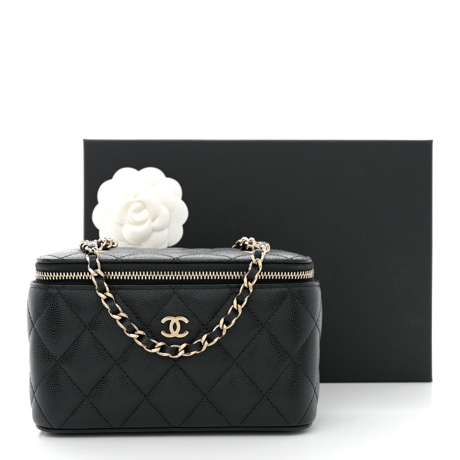 Chanel Caviar Quilted Small Vanity Case With Chain Black 14 of 14