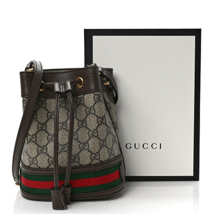 Gucci GG Supreme Monogram Web Mini Ophidia Bucket Bag Brown 13 of 13
