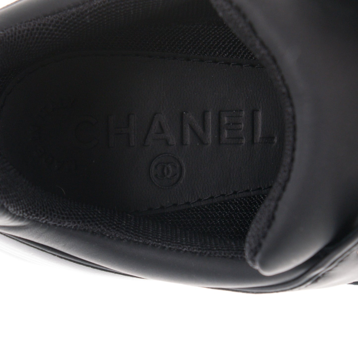 Calfskin CC Sneakers 38.5 Black White