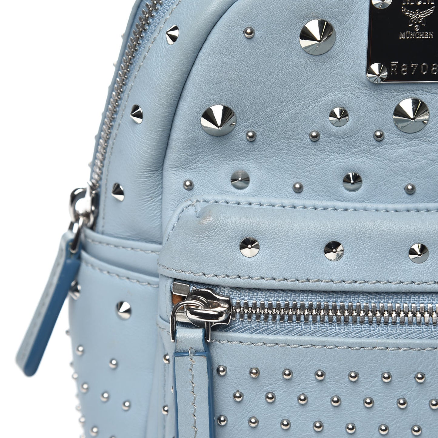 Calfskin Stud X-Mini Stark Bebe Boo Backpack Sky Blue