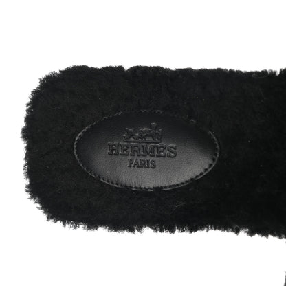 Hermes Woolskin Oran Sandals 38.5 Black 7 of 9