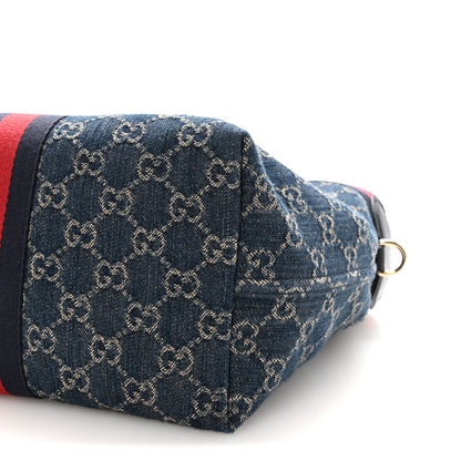 Gucci Denim GG Monogram Web Small Giglio Tote Blue White 10 of 10
