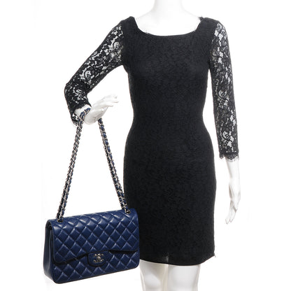 Chanel Caviar Quilted Jumbo Double Flap Navy Blue 2 of 10