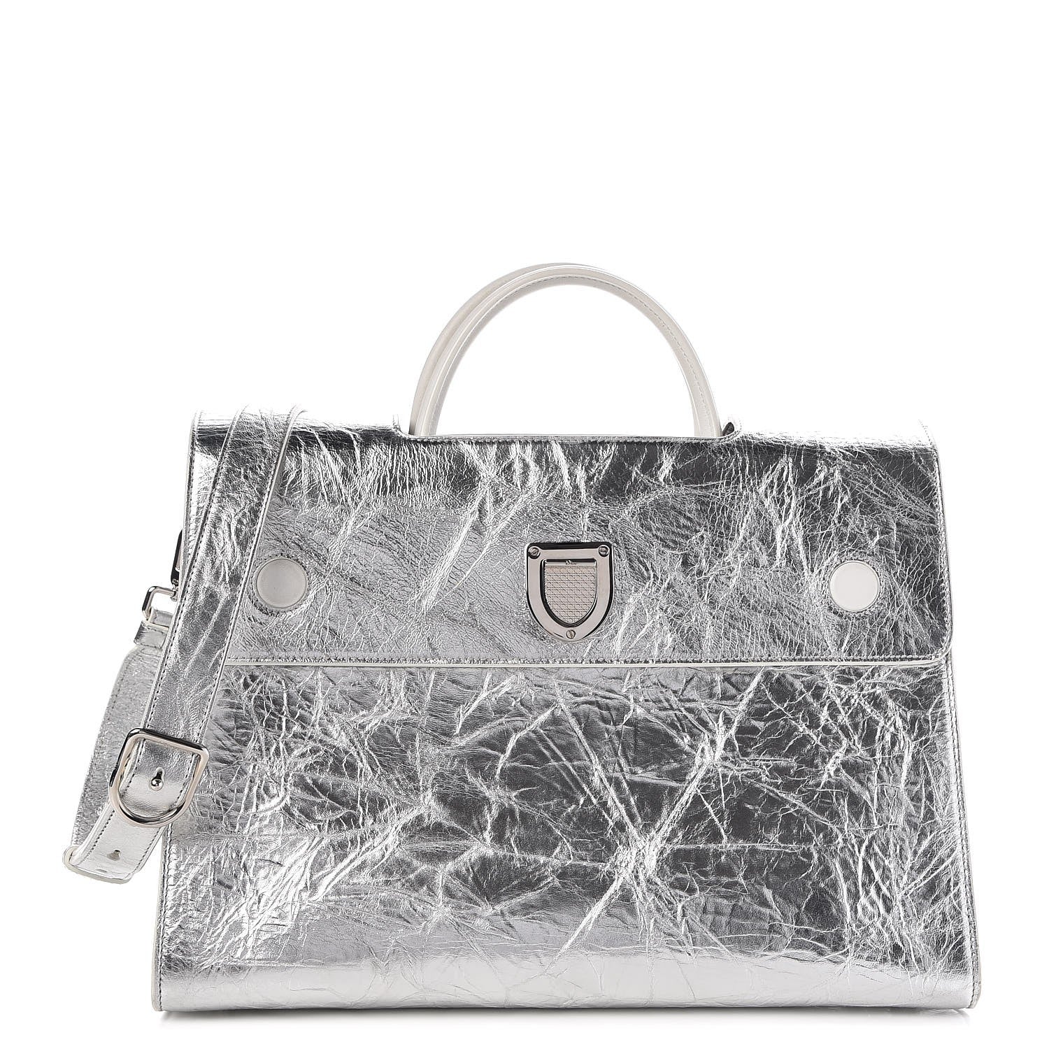Christian Dior Metallic Calfskin Large Diorever Flap Silver 1 of 19