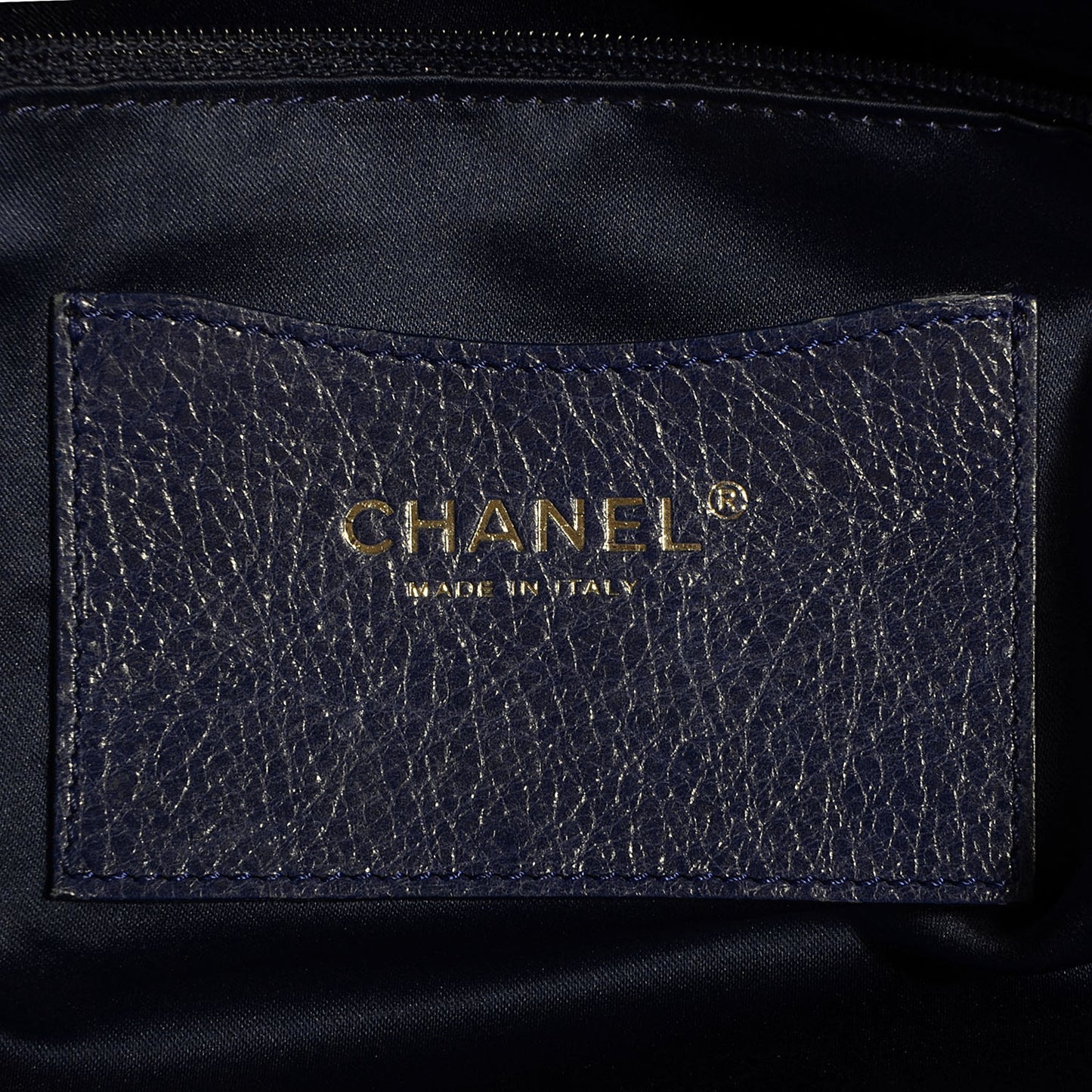 CHANEL Glazed Calfskin XL On The Road Tote Dark Blue