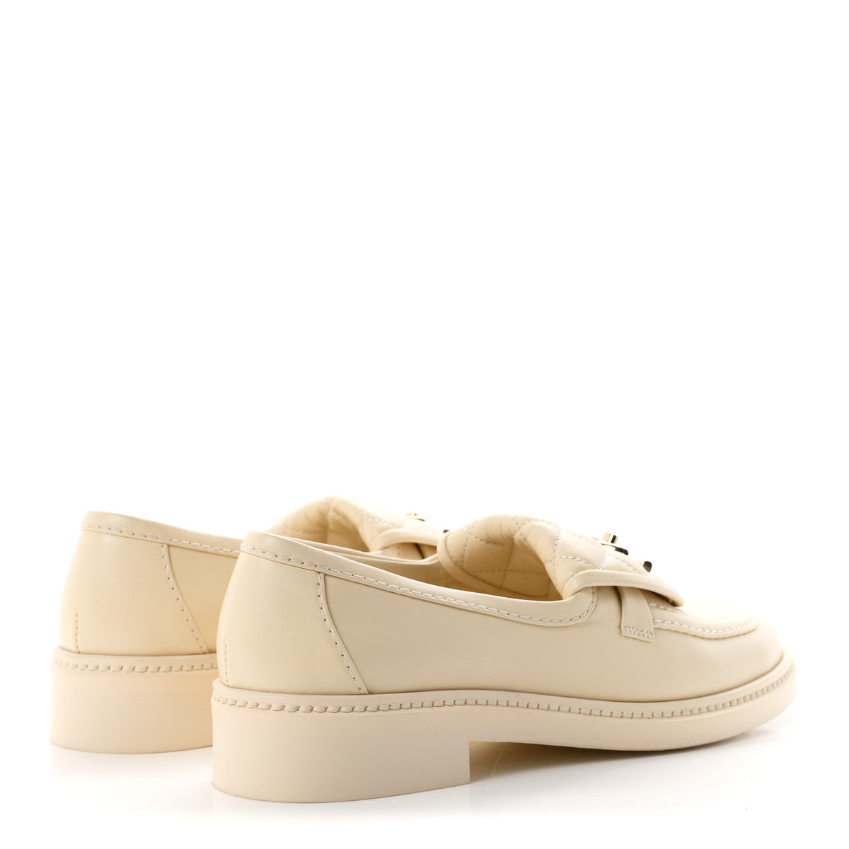 Lambskin Quilted CC Turnlock Loafers 37 Beige