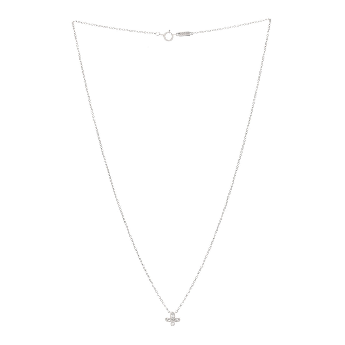 Platinum Diamond Fleur de Lis Pendant Necklace