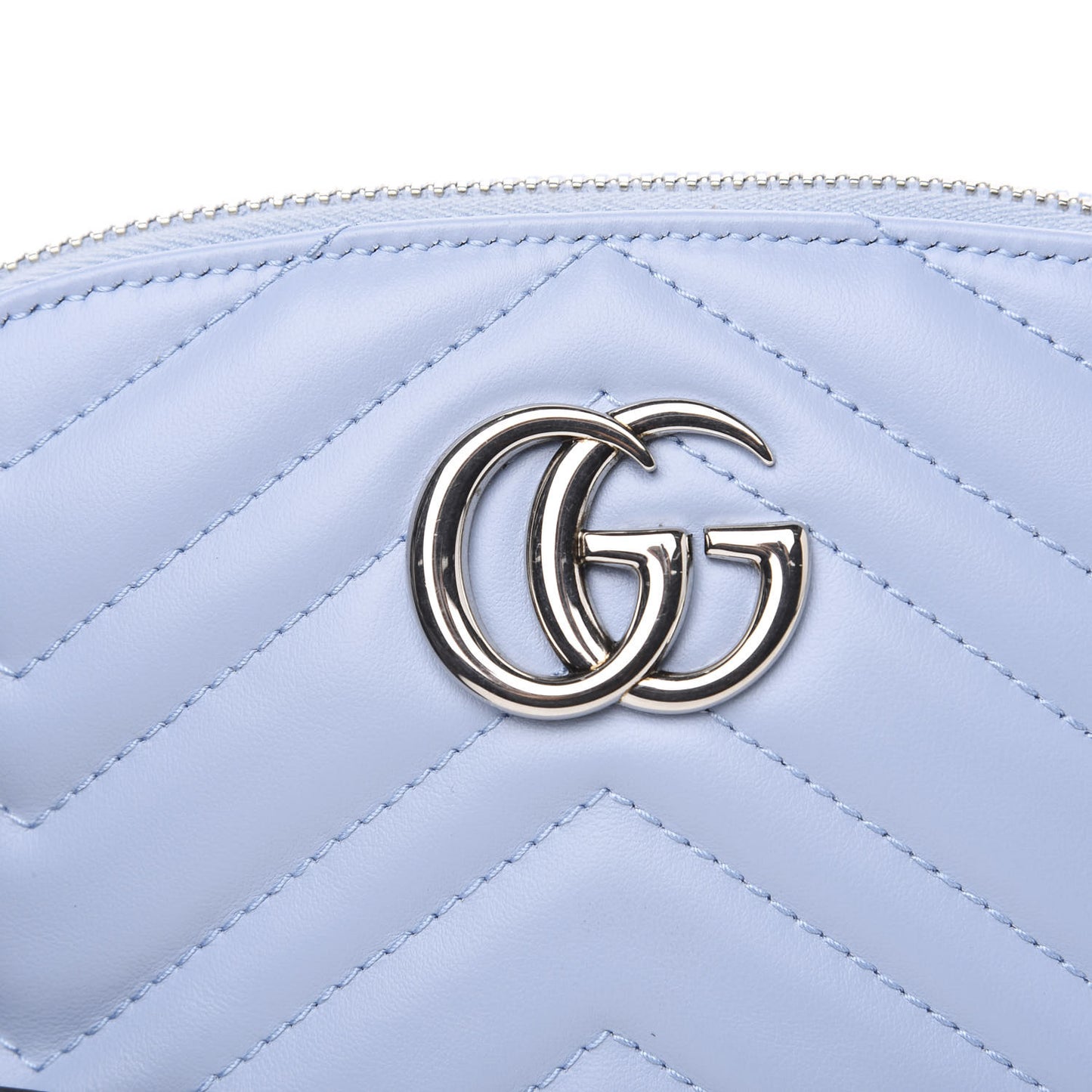 Calfskin Matelasse GG Marmont Pouch Cosmetic Case Porcelain Light Blue