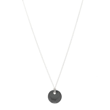 Tiffany Sterling Silver Hematite 13mm Elsa Peretti Round Disc Pendant Necklace 1 of 5