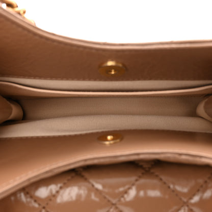 Chanel Shiny Crumpled Calfskin Quilted Small Wavy CC Hobo Dark Beige 5 of 10