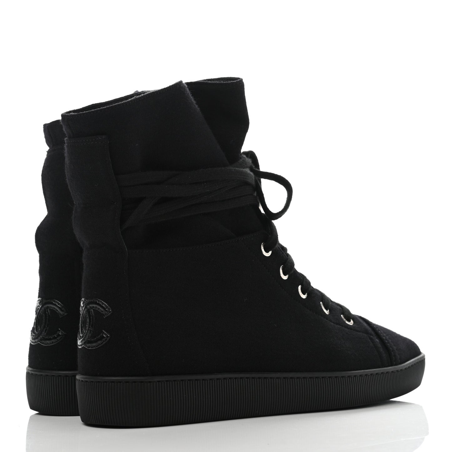 Jersey Lace Up High Top Sneakers 38.5 Black