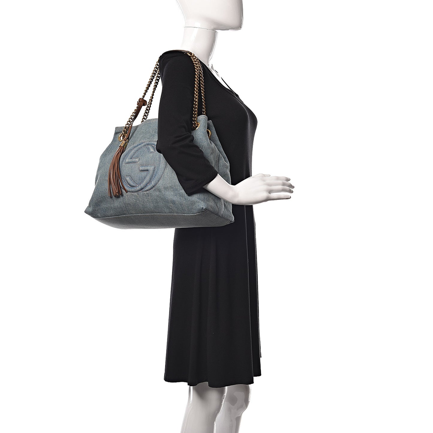 Denim Medium Soho Chain Shoulder Bag Blue